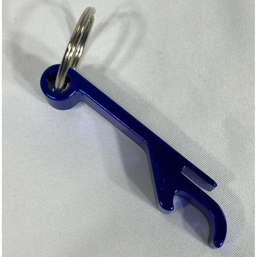 Lot of 2 Montejo Cerveza Clara Blue Metal Keychain Beer Bottle & Can Opener